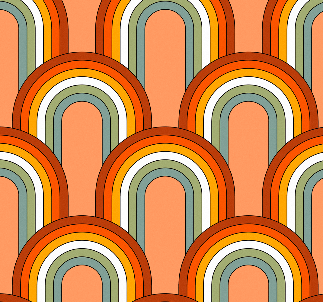 Tapete vinílico vintage padrão arco-íris dos anos 70 - TenStickers