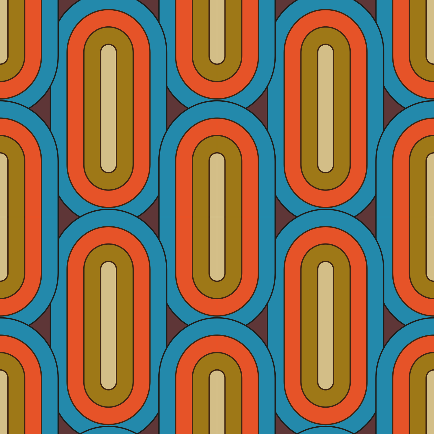 Tapete vinílico vintage azul arredondado retrô - TenStickers
