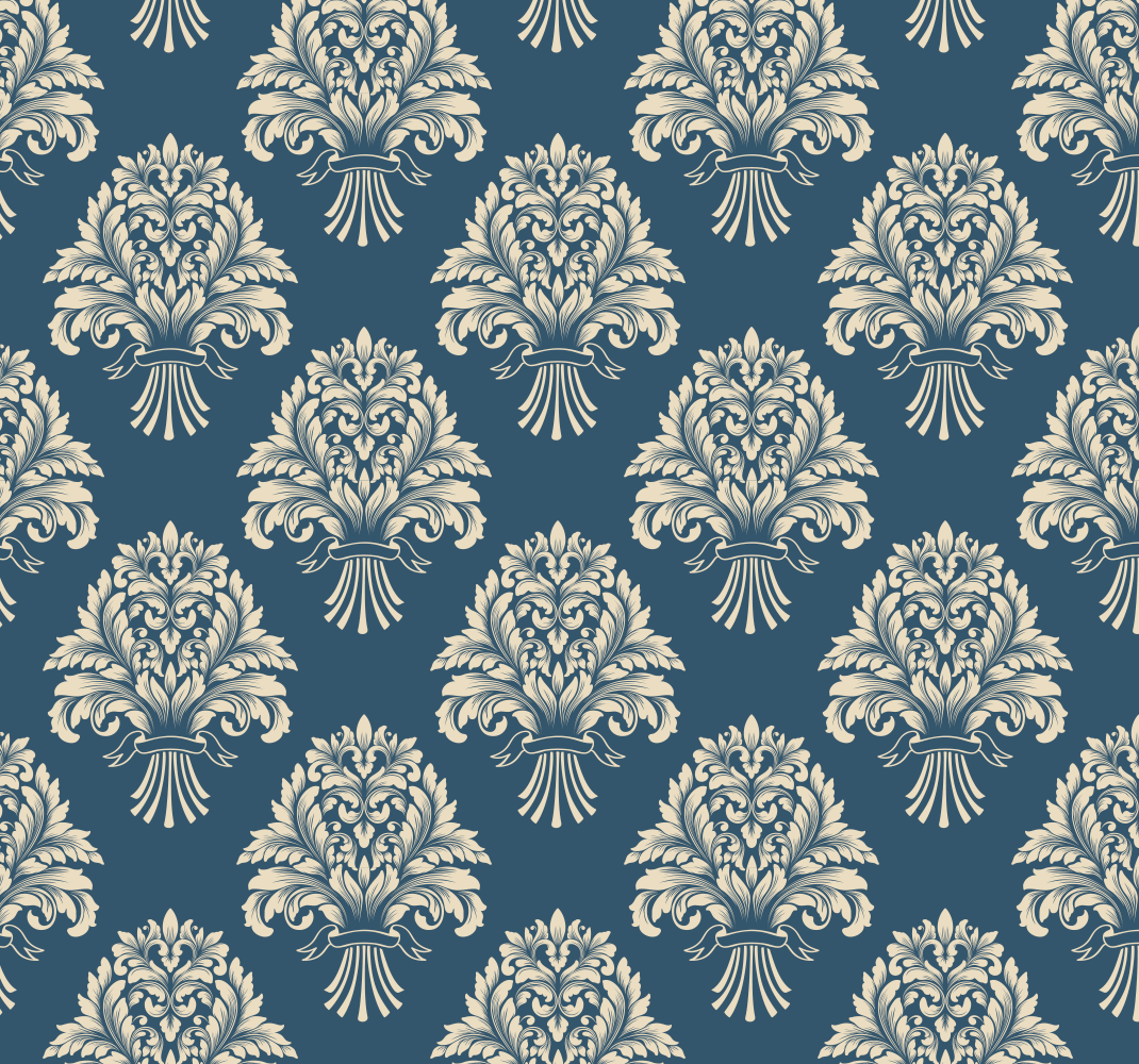 Tapete vinílico vintage com design de flores barrocas - TenStickers