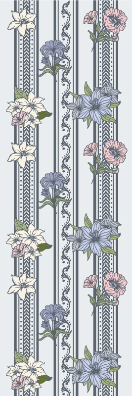 Tapete vinílico vintage com design listrado floral - TenStickers