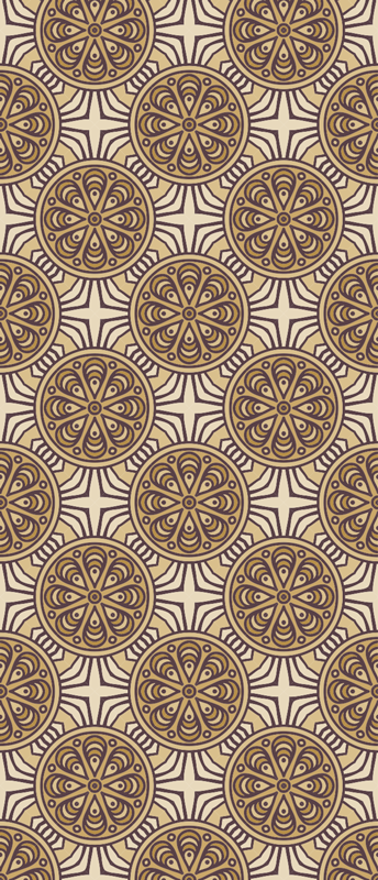 Tapete vinílico vintage com círculos damasco - TenStickers