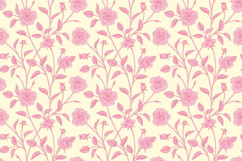 Tapete vinílico vintage rosas pequenas em fundo rosa - TenStickers