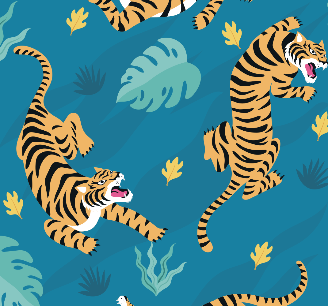 Tapete vinílico de animais papel de parede de tigres - TenStickers