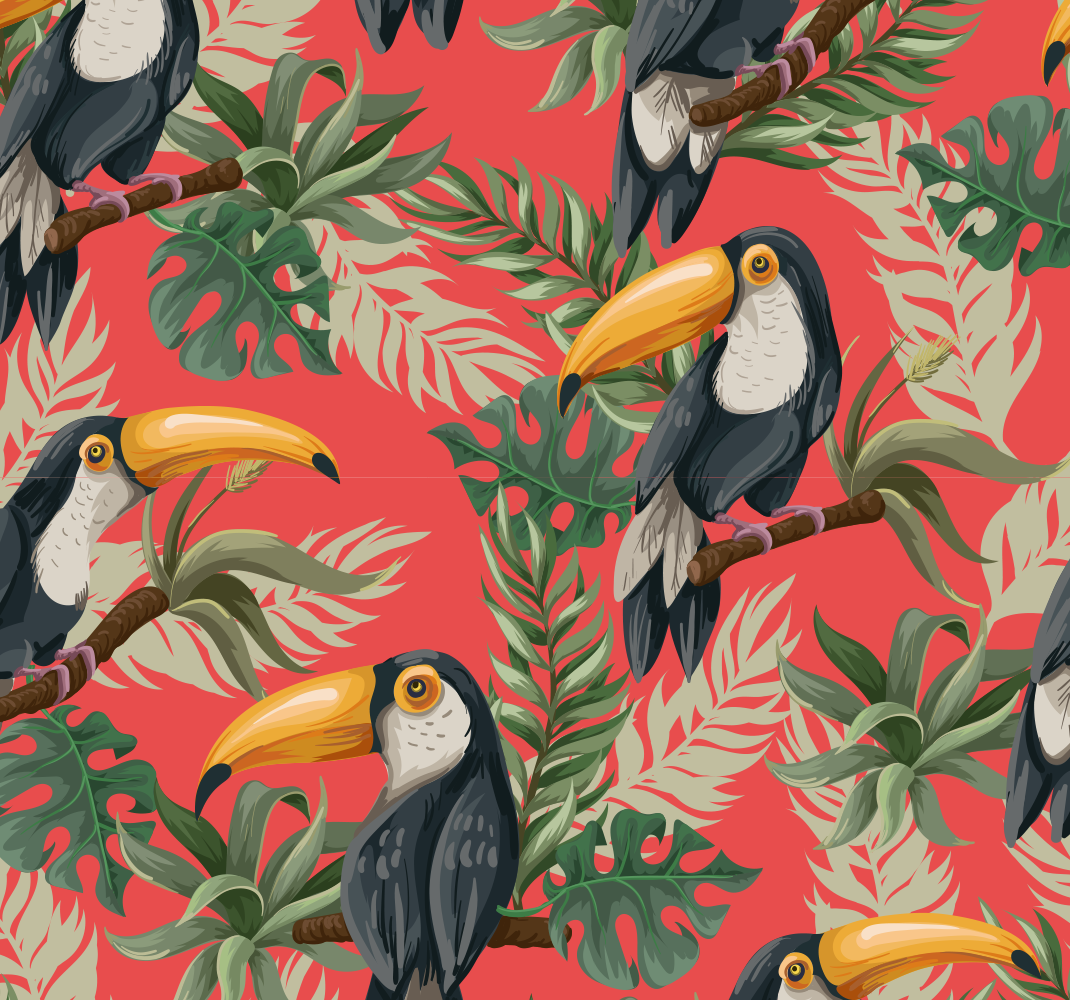 Tapete vinílico de animais toucans tropicais da parati - TenStickers