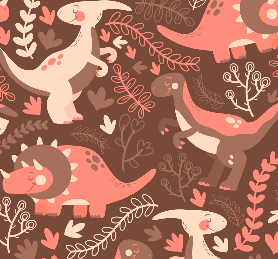 Tapete vinílico de animais dinossauros e folhas - TenStickers