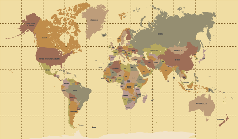 Tapete vinílico de mapa mundial bege vintage - TenStickers