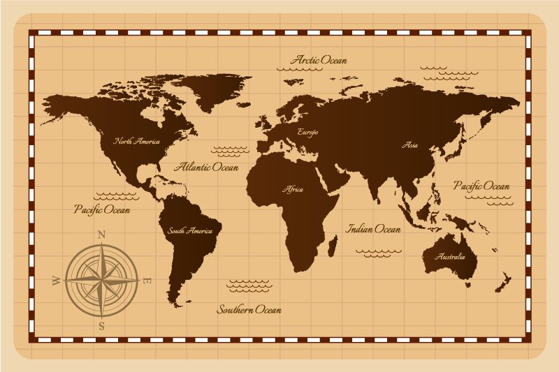 Tapete vinílico de mapa mundial atlas - TenStickers