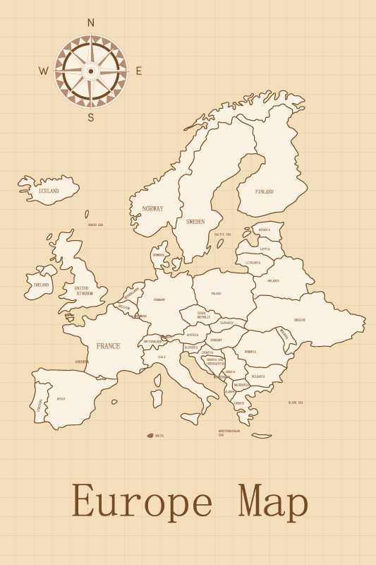 Tapete vinílico de mapa mundial europa vintage - TenStickers