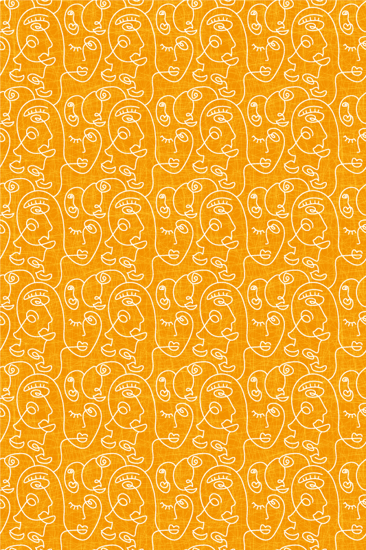 Tapete vinílico texturas mulheres laranjas abstratas - TenStickers