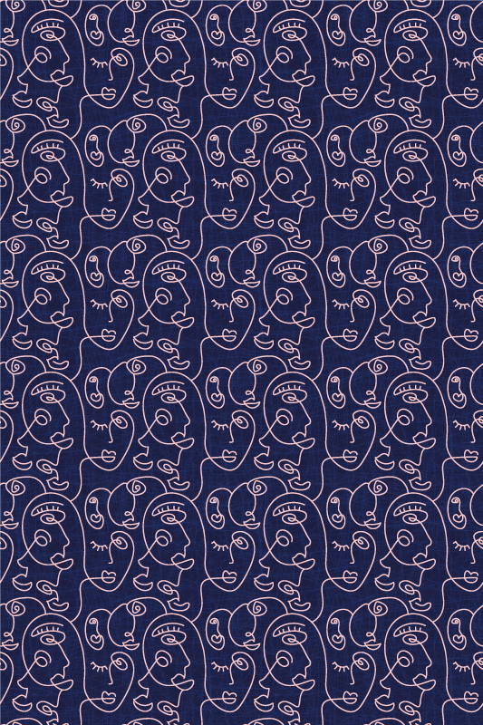 Tapete vinílico texturas mulheres azuis abstratas - TenStickers