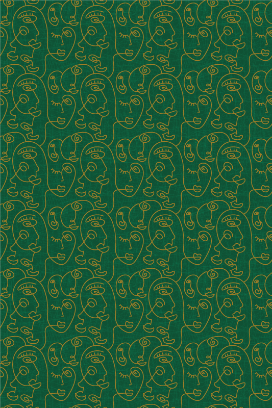 Tapete vinílico texturas mulheres desenhadas em verde - TenStickers