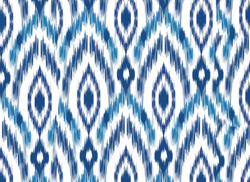 Tapete vinílico texturas padrão ikat azul - TenStickers