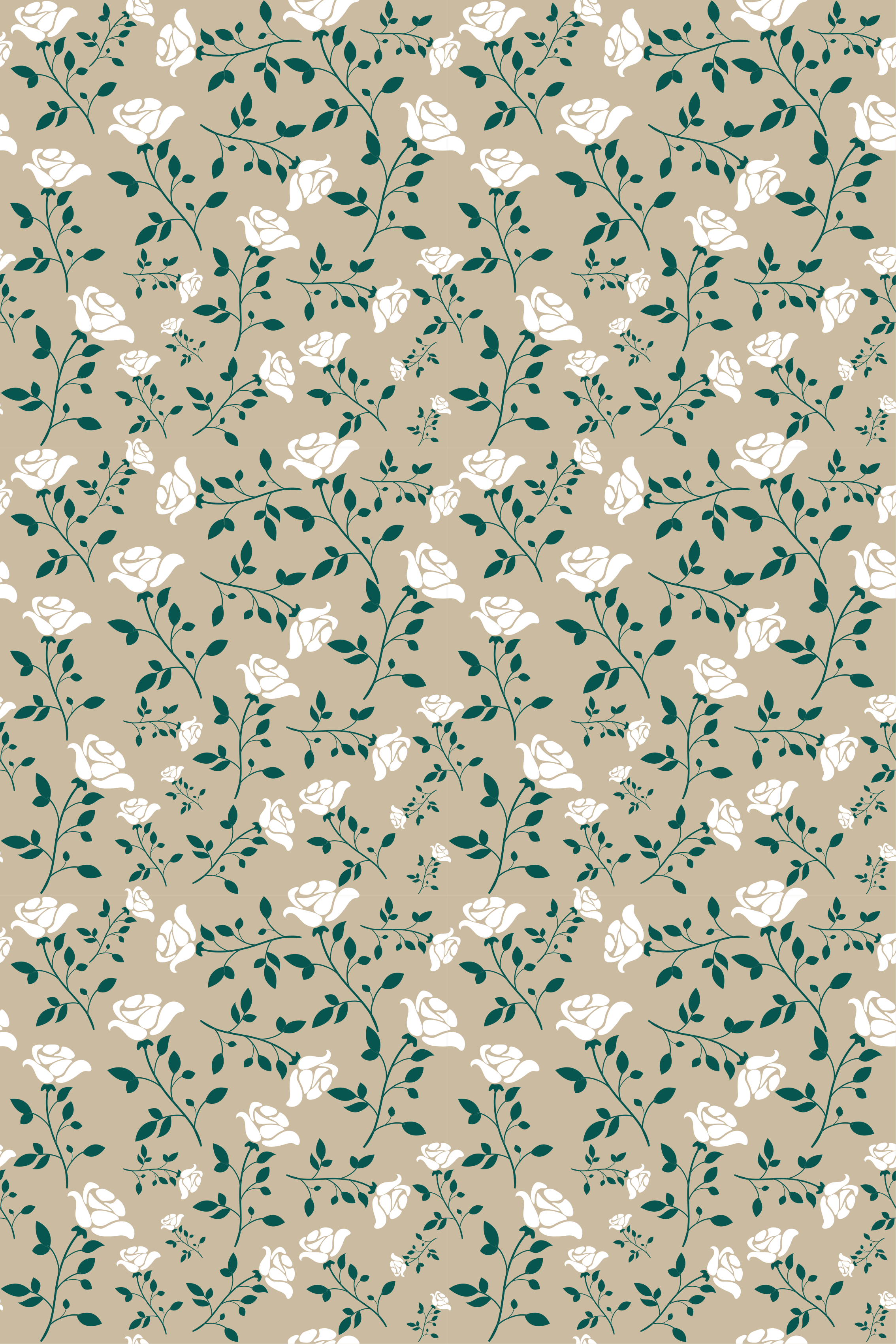 Tapete vinílico vintage com padrão de rosas brancas - TenStickers