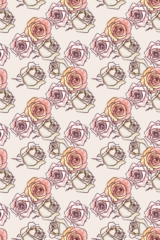 Tapete vinílico vintage com padrão de rosas inglês - TenStickers
