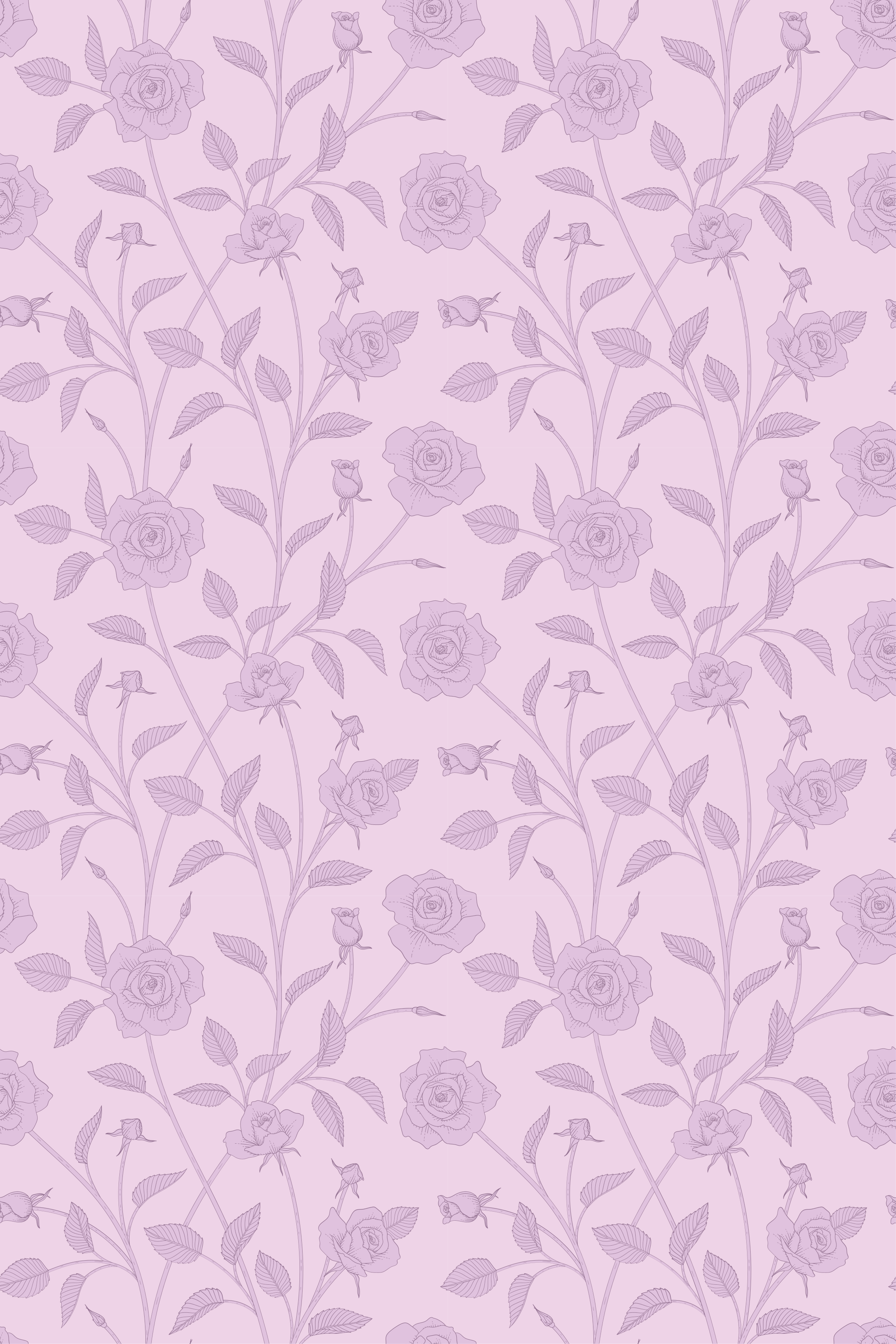 Tapete vinílico vintage rosas roxas em óleo - TenStickers