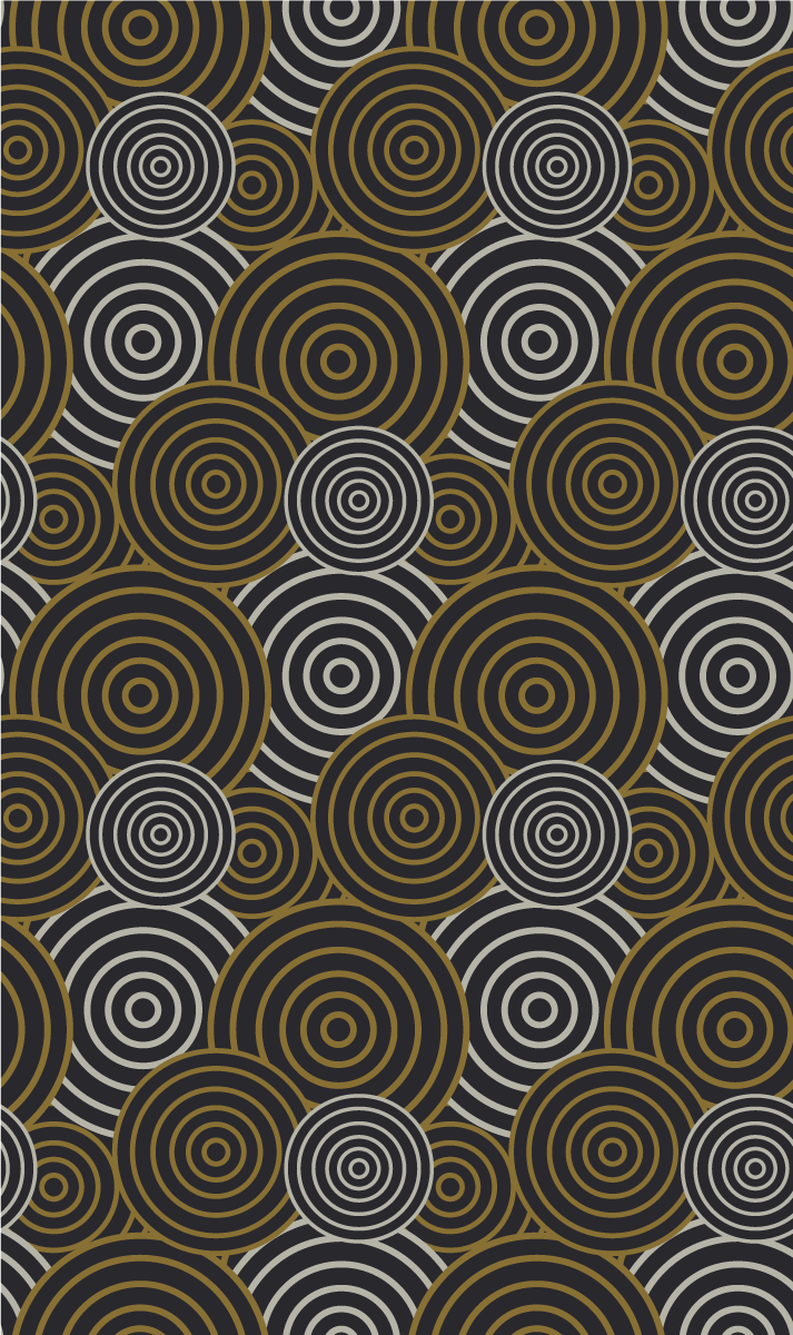Tapete vinílico vintage com padrões circulares e linhas - TenStickers