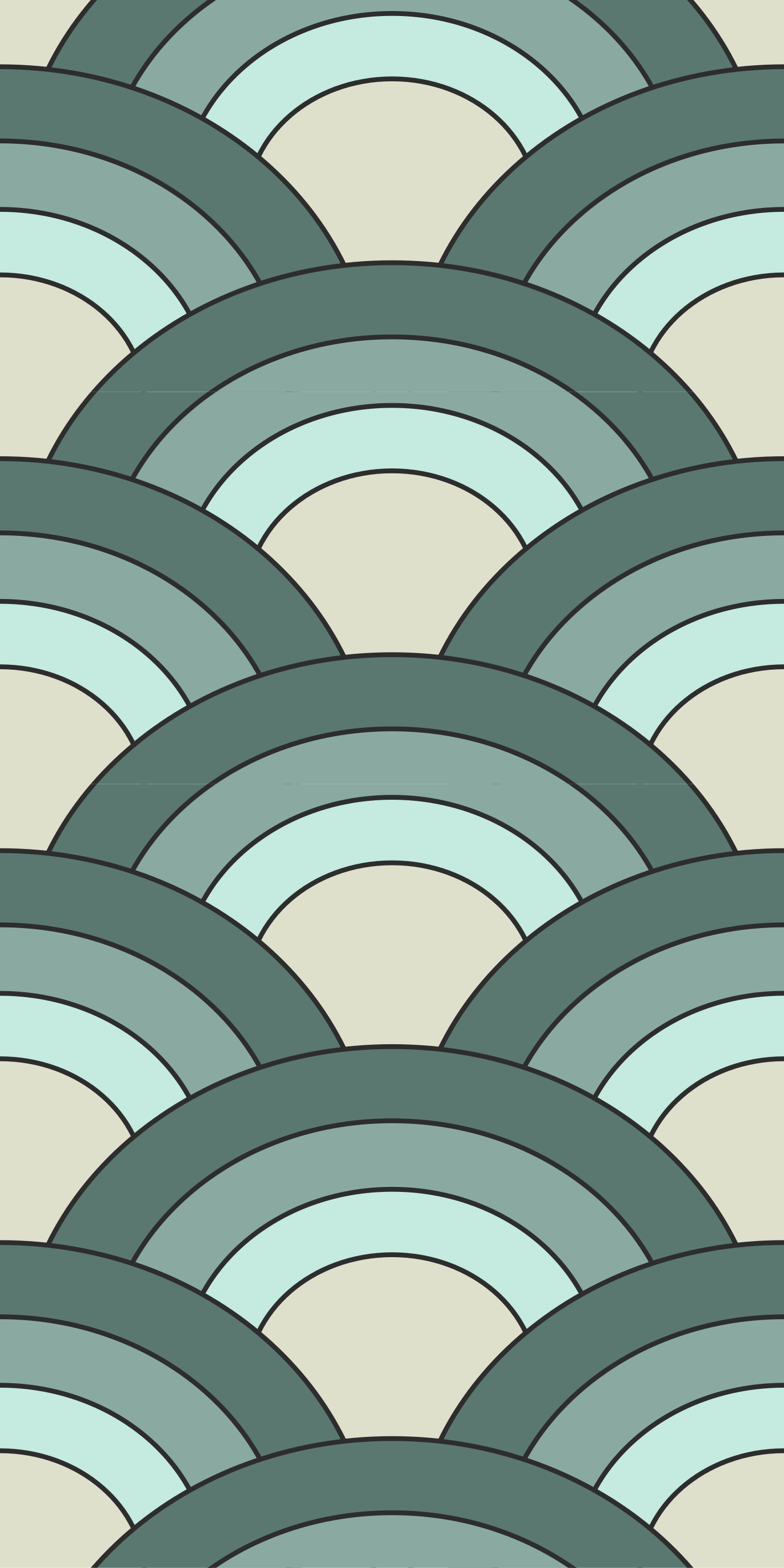 Tapete vinílico vintage com padrões de ondas em camadas - TenStickers