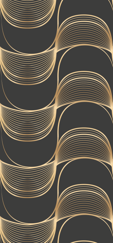 Tapete vinílico vintage padrão de ondas douradas - TenStickers