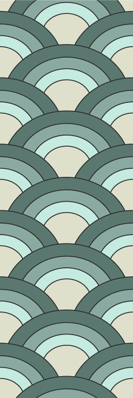Tapete vinílico vintage com padrão de escamas azuis - TenStickers