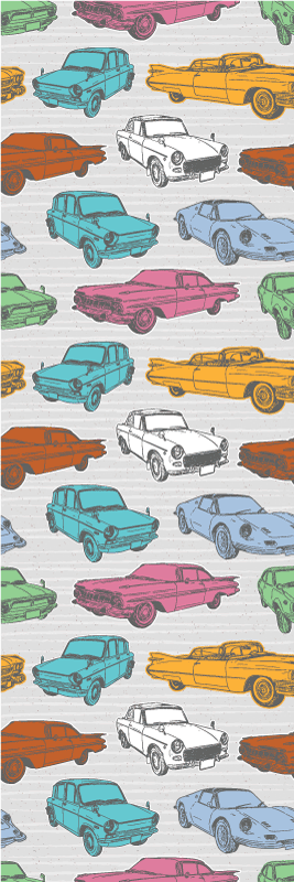 Tapete vinílico vintage carros clássicos coloridos - TenStickers