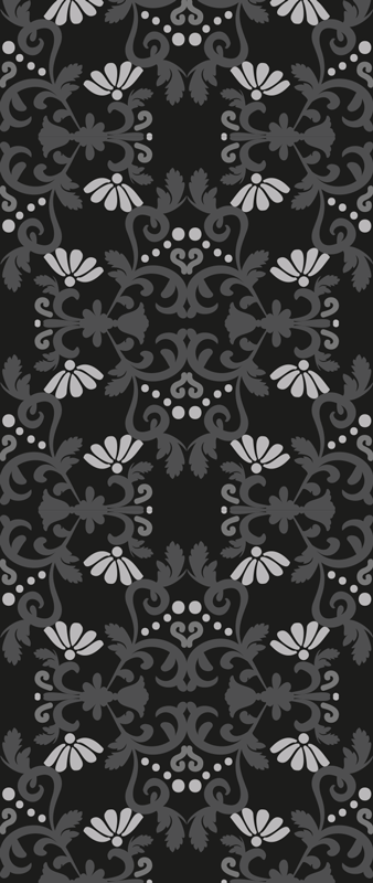 Tapete vinílico vintage estilo damasco clássico preto - TenStickers
