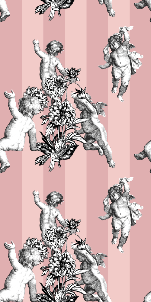 Tapete vinílico vintage com padrão riscado francês - TenStickers