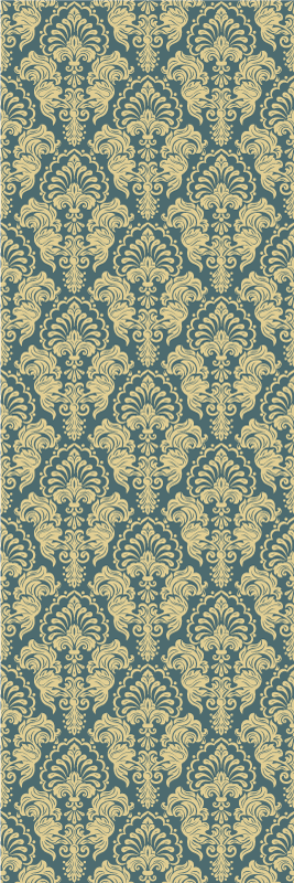 Tapete vinílico vintage padrão clássico azul e amarelo - TenStickers