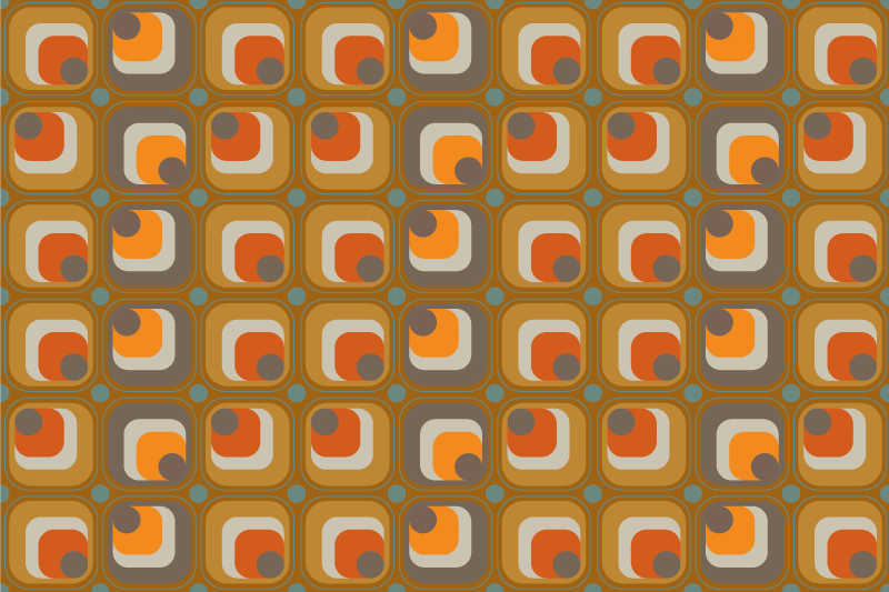 Tapete vinílico vintage padrão quadrados retrô anos 70 - TenStickers