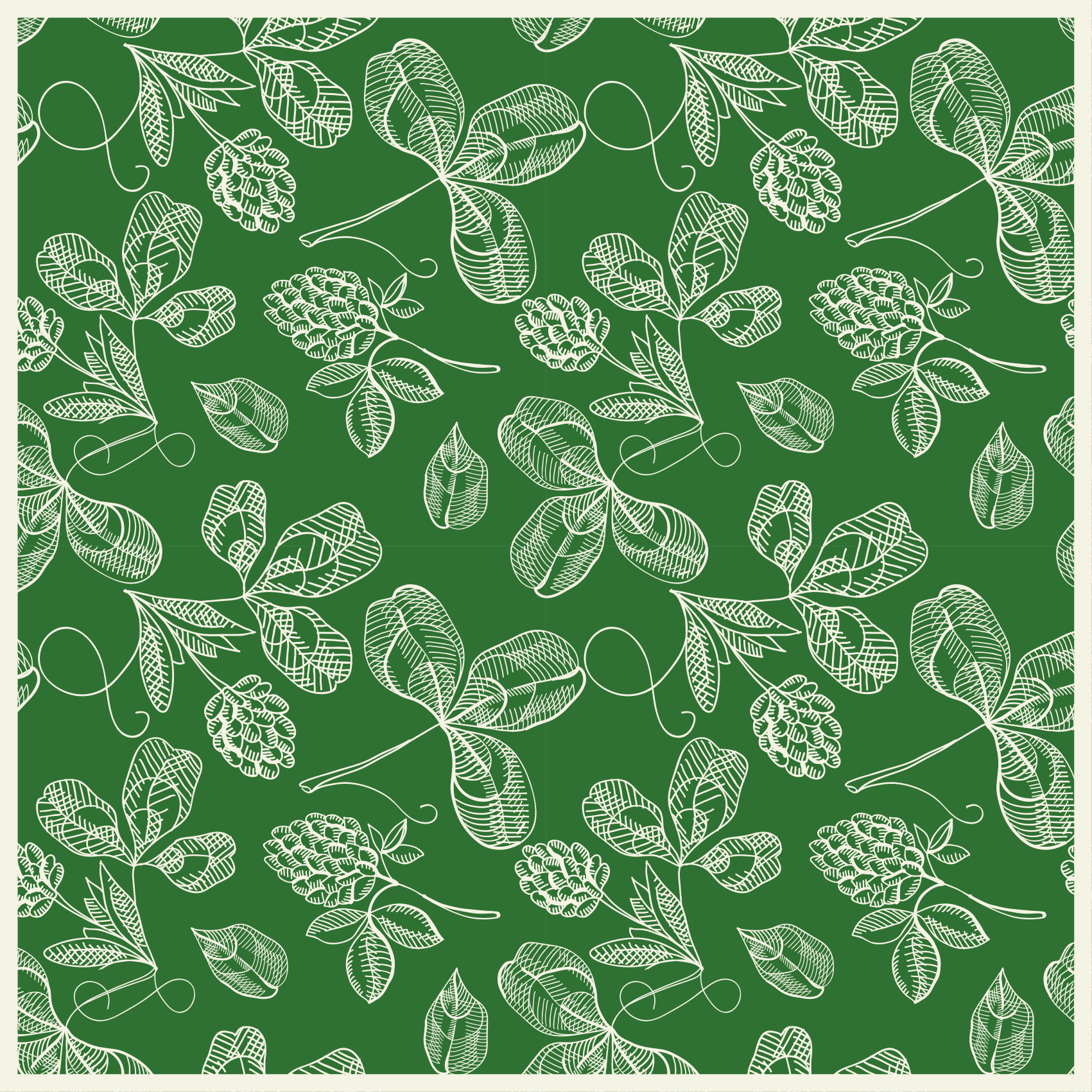 Tapete vinílico vintage padrão de raminho de magnólia verde - TenStickers