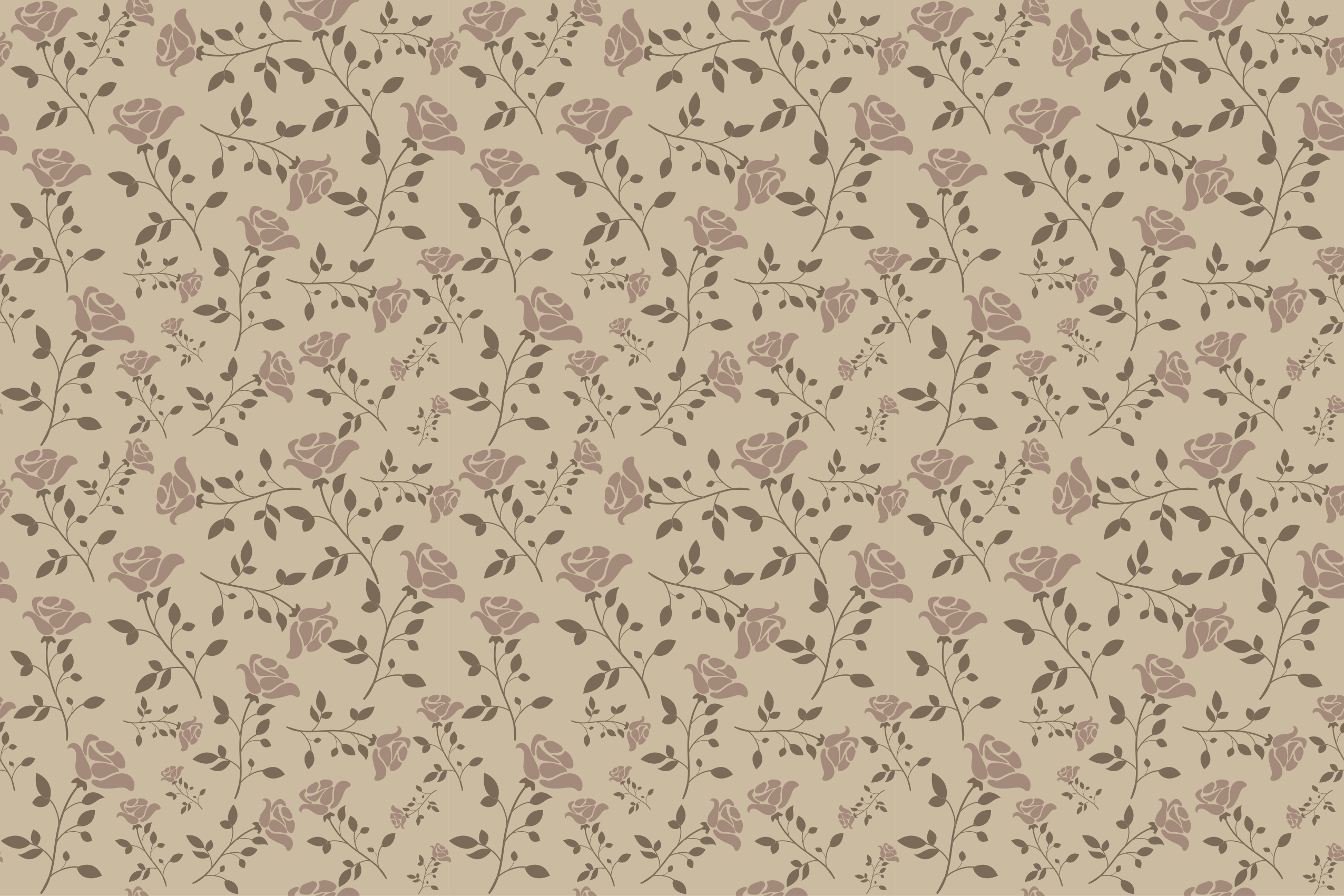 Tapete vinílico vintage com padrão de rosa marrom - TenStickers
