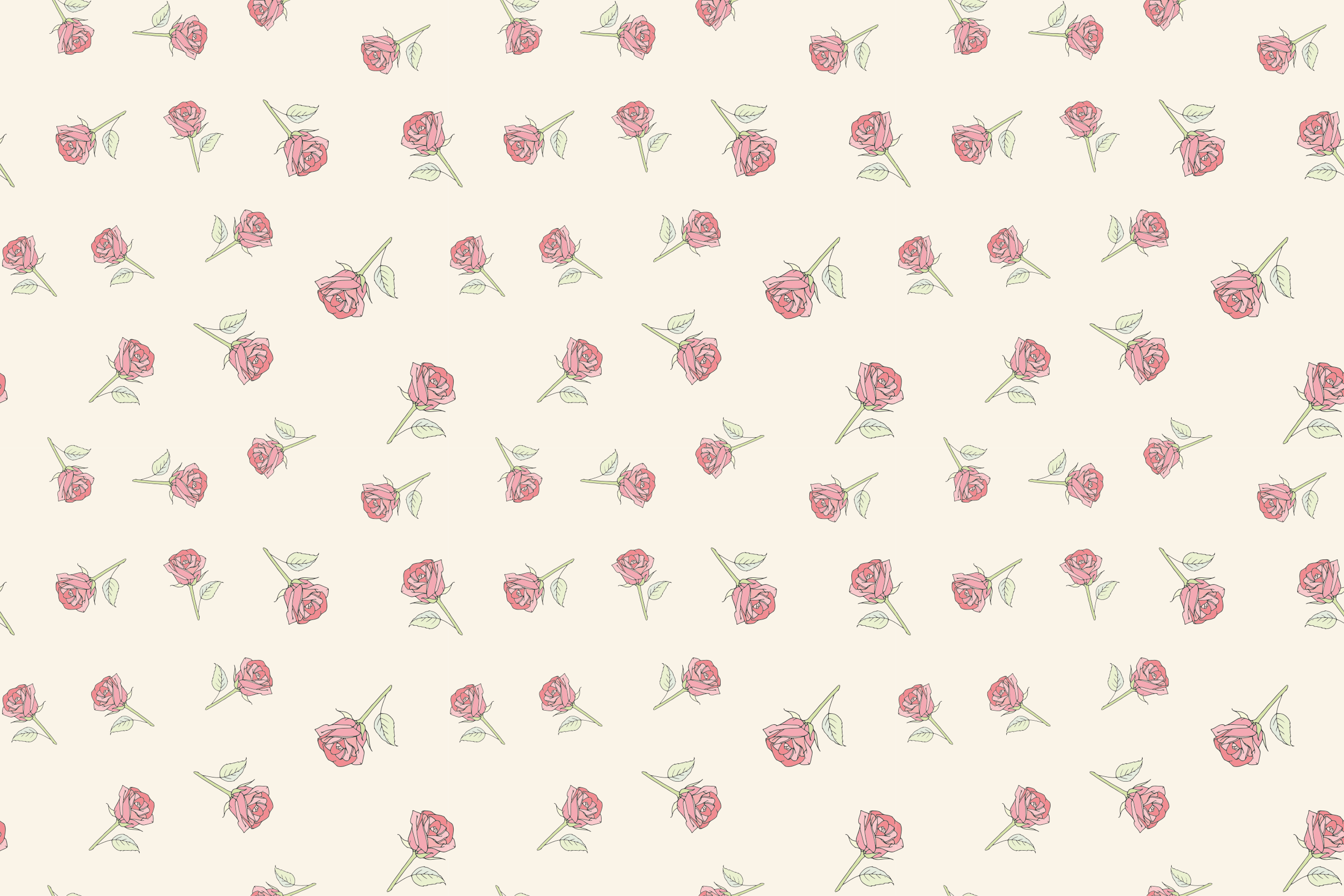 Tapete vinílico vintage padrão rosa romântico - TenStickers