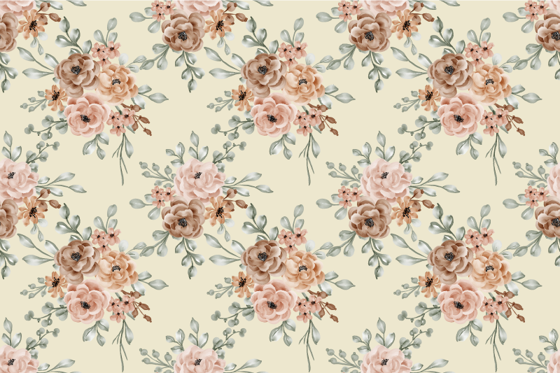 Tapete vinílico vintage com rosas grandes românticas - TenStickers