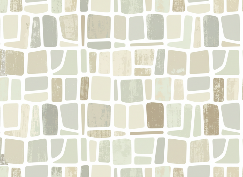 Tapete vinílico vintage com formas geométricas claras - TenStickers