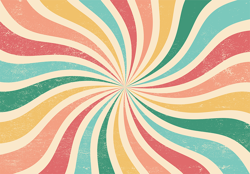 Tapete vinílico vintage com fundo retro colorido - TenStickers