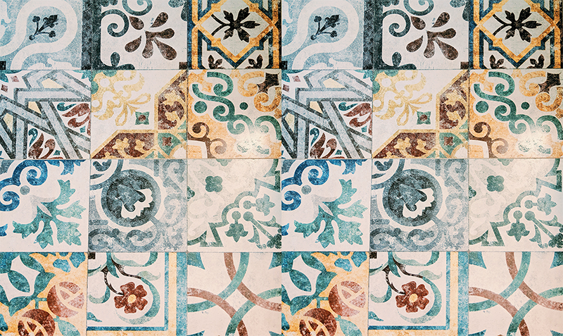 Tapete vinílico vintage padrão mosaico retrô - TenStickers