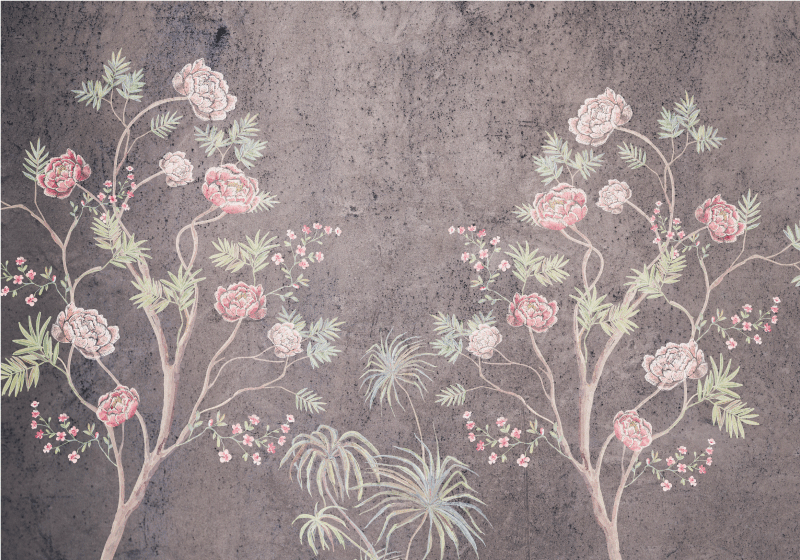 Tapete vinílico vintage árvore de rosas vintage - TenStickers