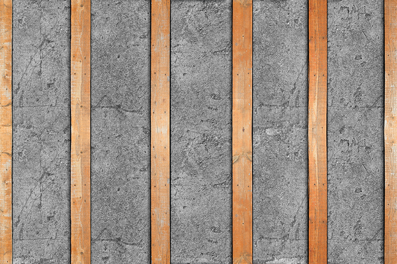 Tapete vinílico texturas tábuas de madeira sobre concreto - TenStickers