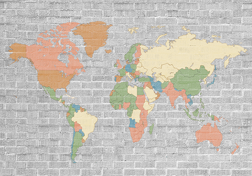 Tapete vinílico de mapa mundial padrão pedra vintage - TenStickers