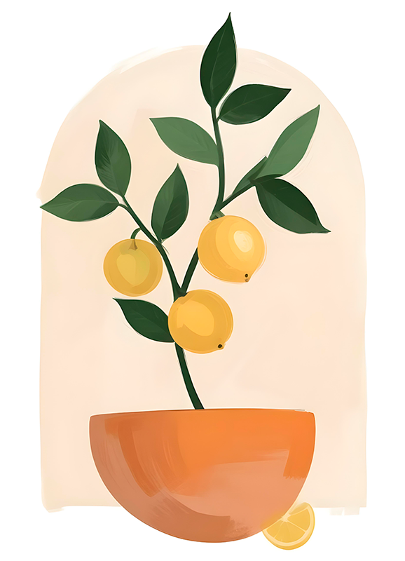 Tapete vinílico flores e plantas pé de fruta - TenStickers