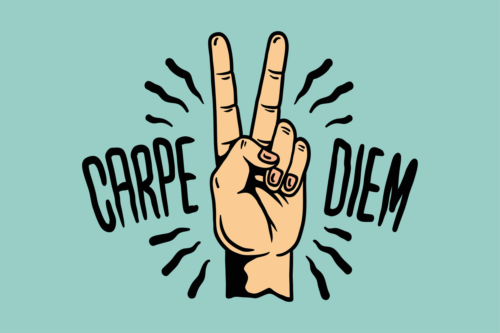 Tapete vinílico frases e textos carpe diem paz mão - TenStickers