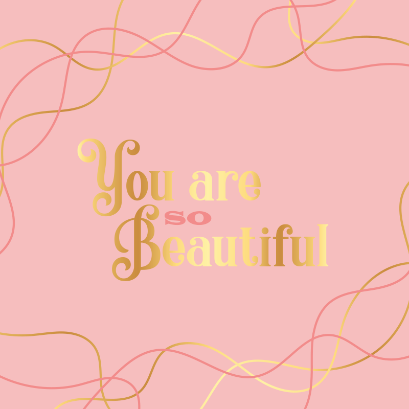Tapete vinílico frases e textos você é linda aquarela rosa - TenStickers