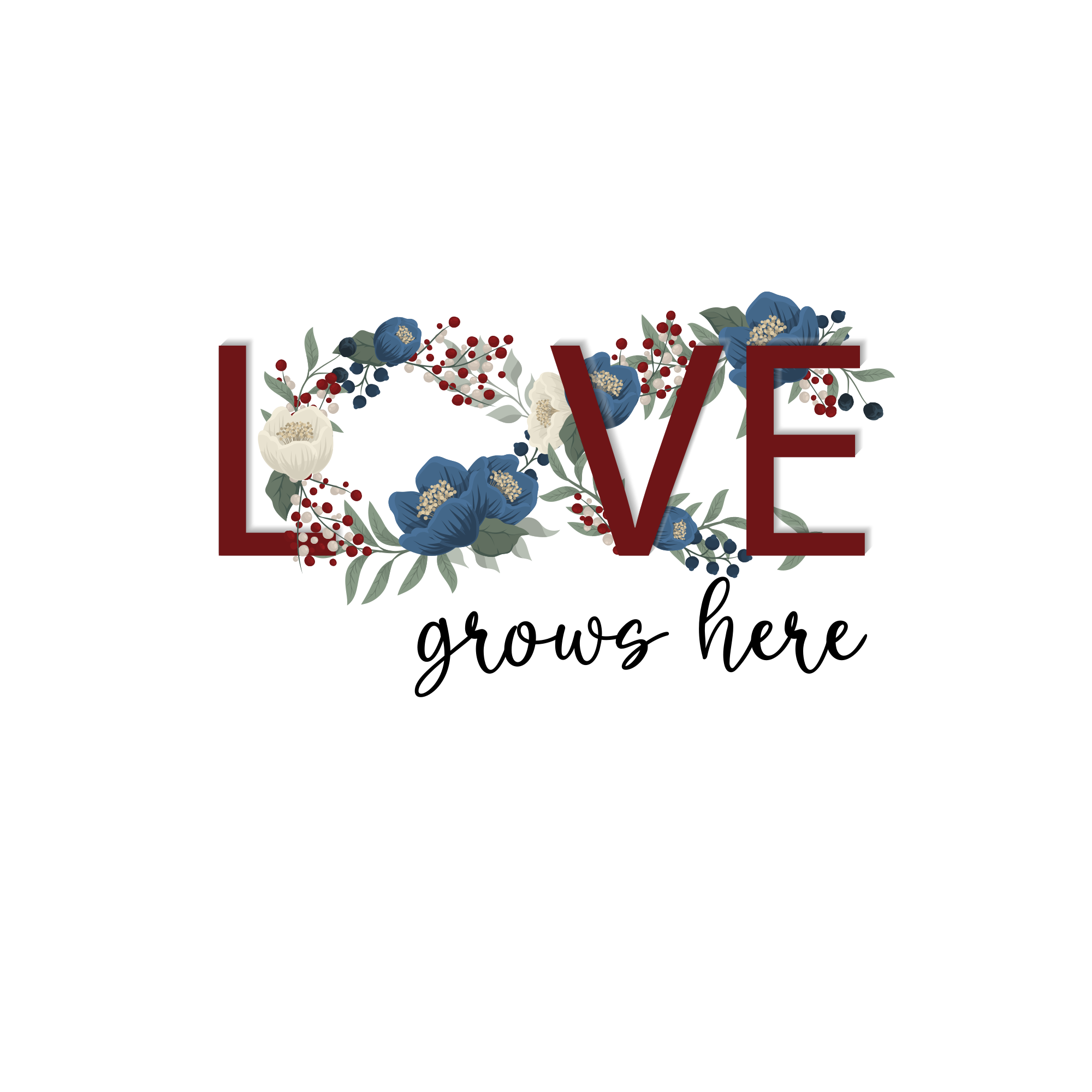 Tapete vinílico frases e textos amor cresce aqui - TenStickers