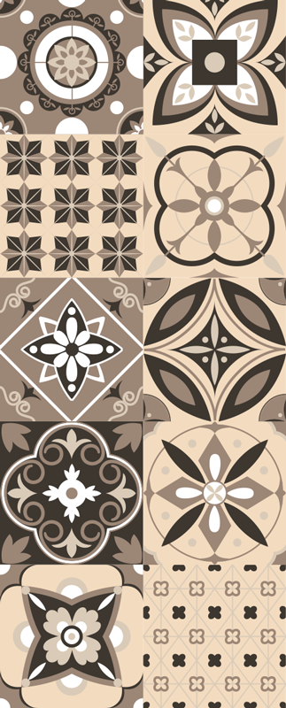 Tapete vinílico texturas azulejos clássicos marrons - TenStickers