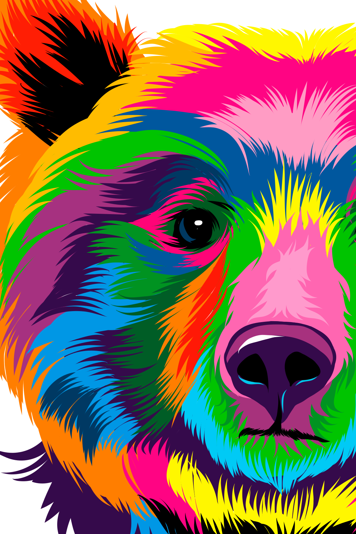 Tapete vinílico geométricas urso colorido - TenStickers