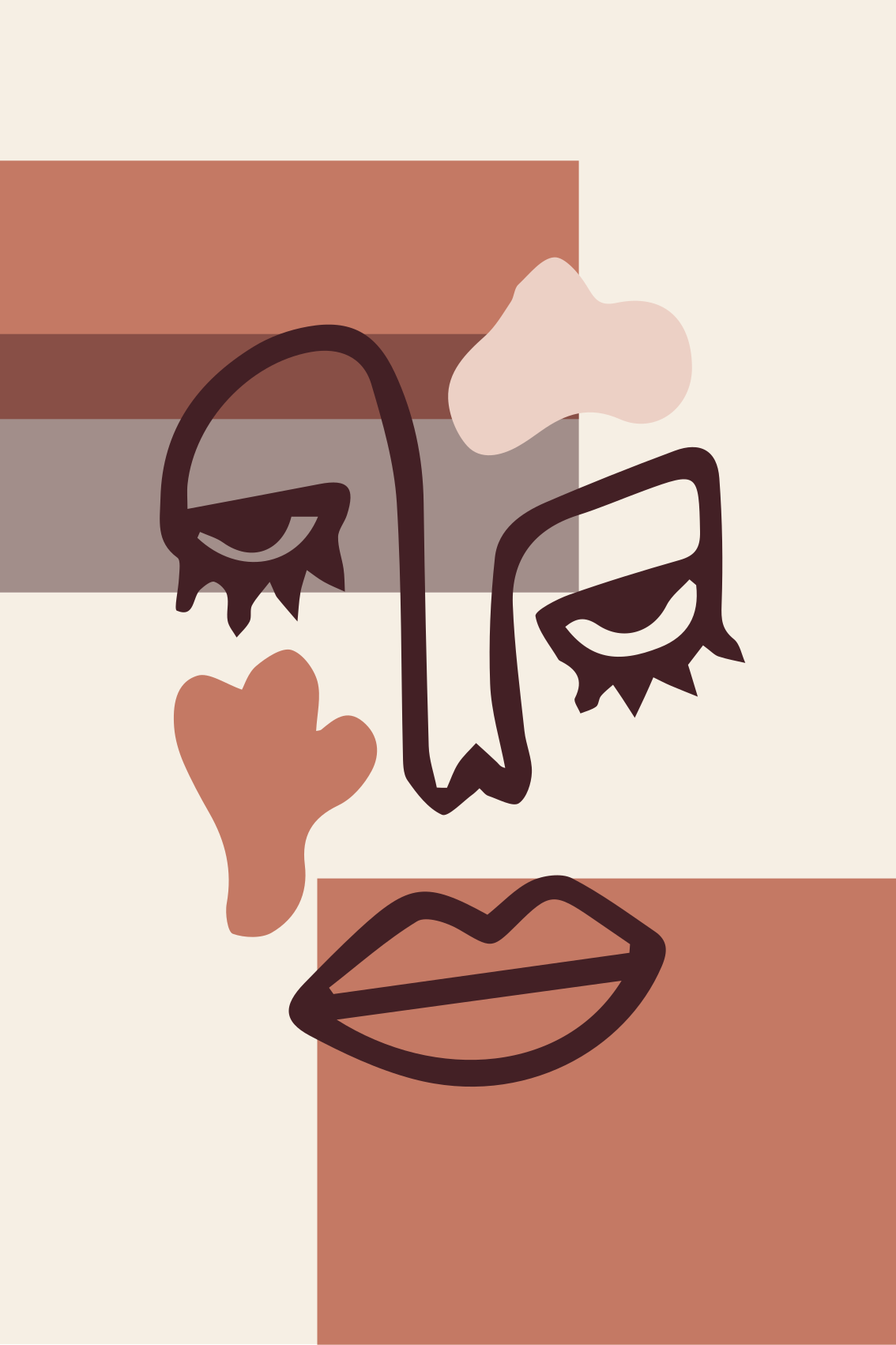 Tapete vinílico geométricas rosto feminino abstrato - TenStickers