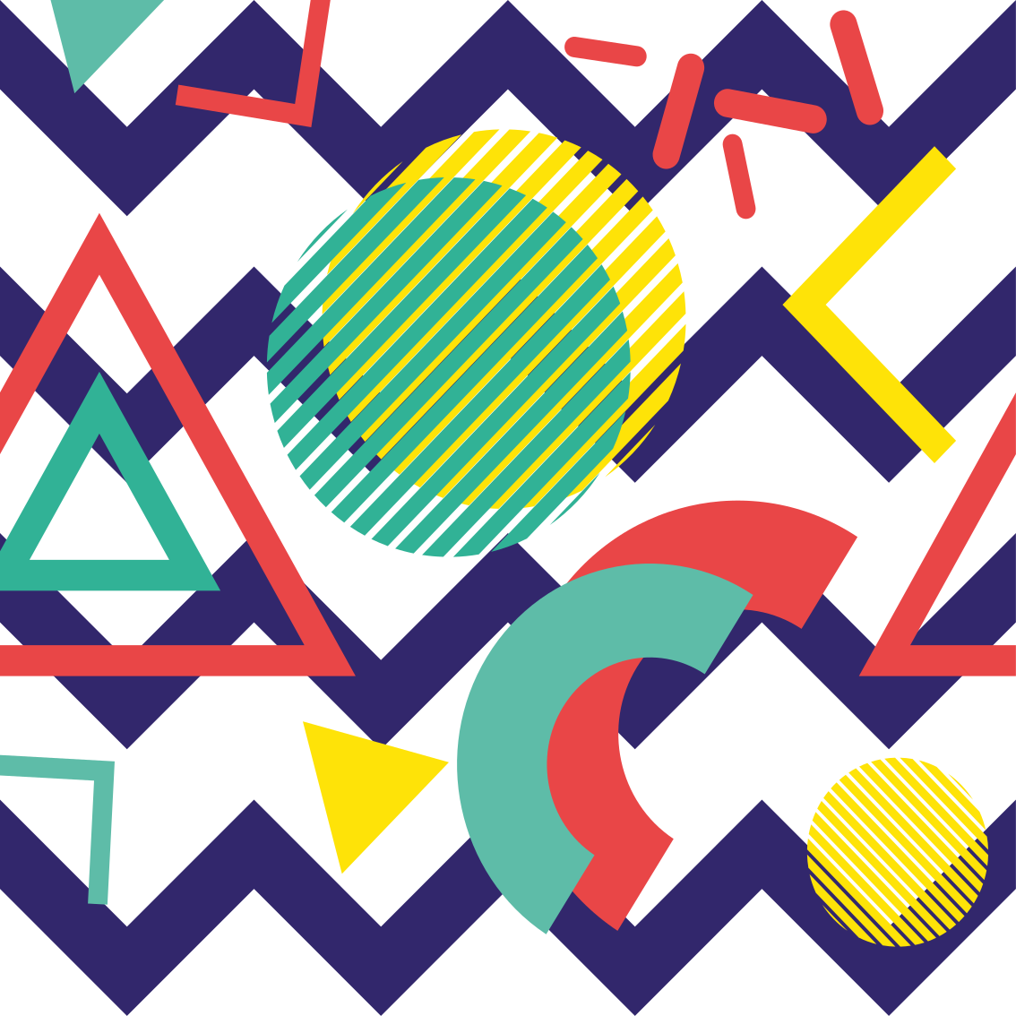 Tapete vinílico geométricas em cores fortes - TenStickers