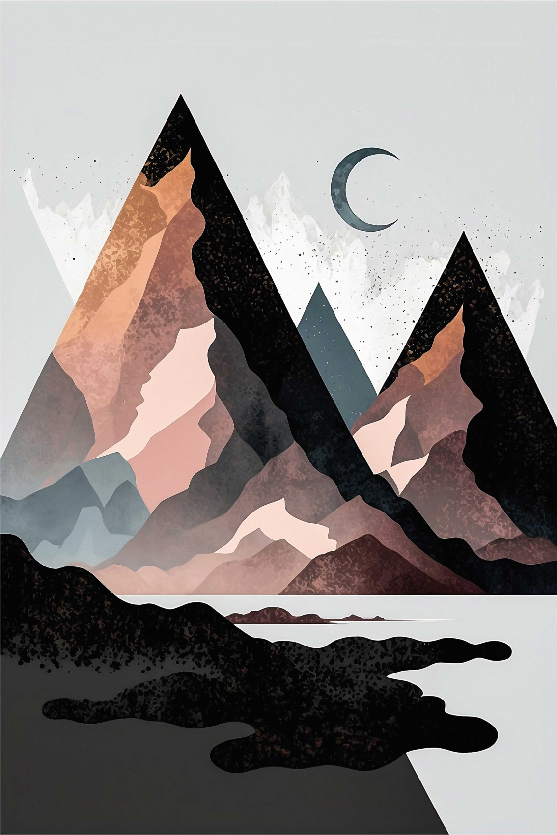 Tapete vinílico geométricas montanhas nórdicas - TenStickers