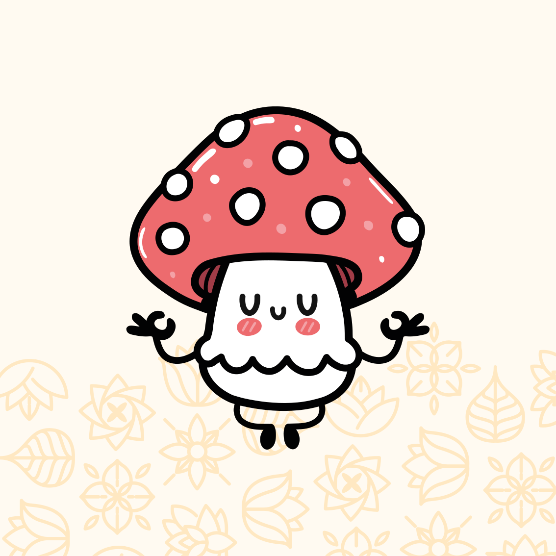 Tapete vinílico infantis cogumelo fofo e divertido - TenStickers