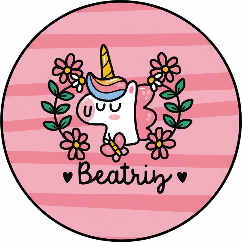 Tapete vinílico infantis unicórnio com flores fofas - TenStickers
