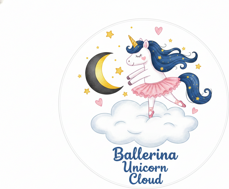 Tapete vinílico infantis unicórnio bailarina nas nuvens - TenStickers